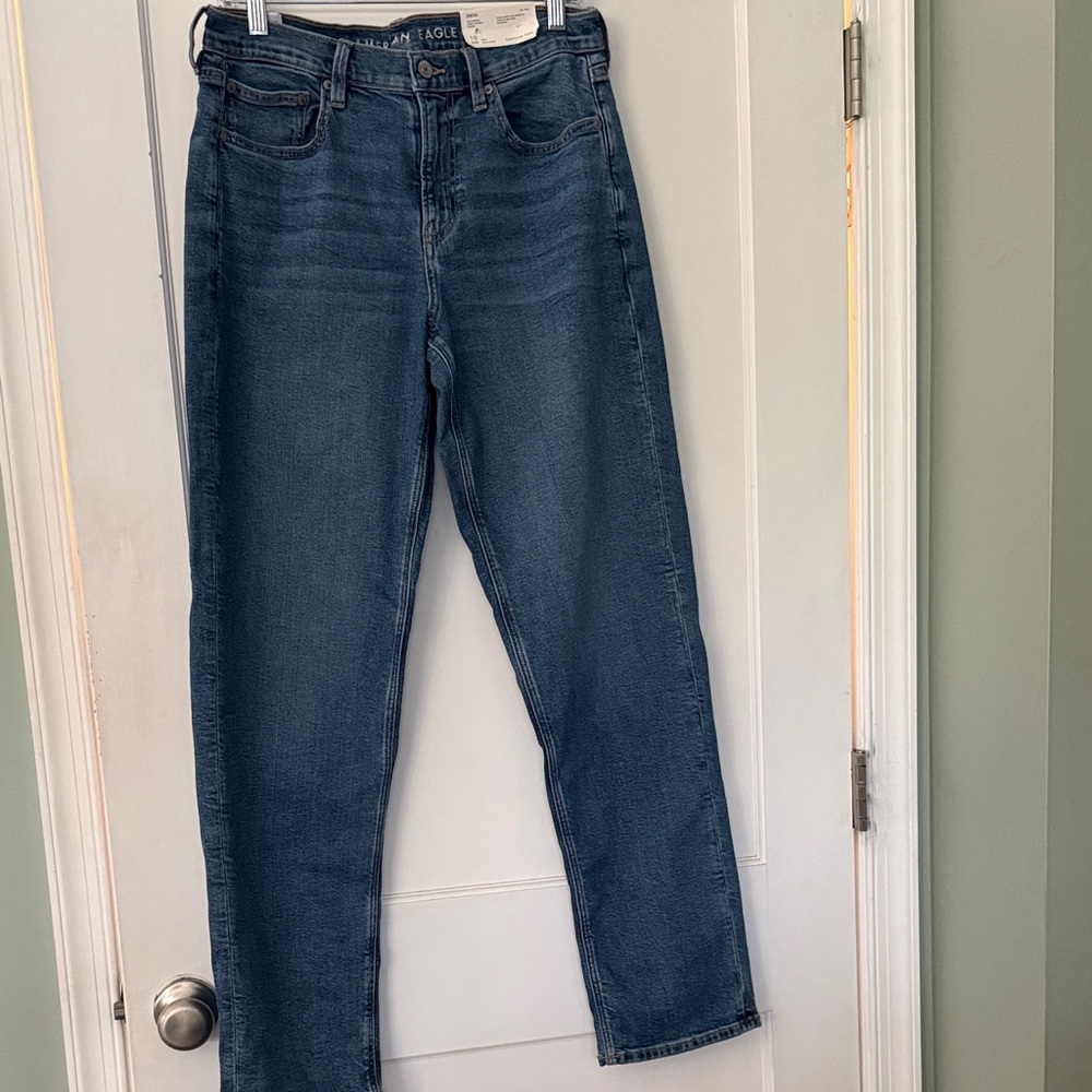 NWT American Eagle Outfitters Medium Blue Straight Leg Jeans 10L